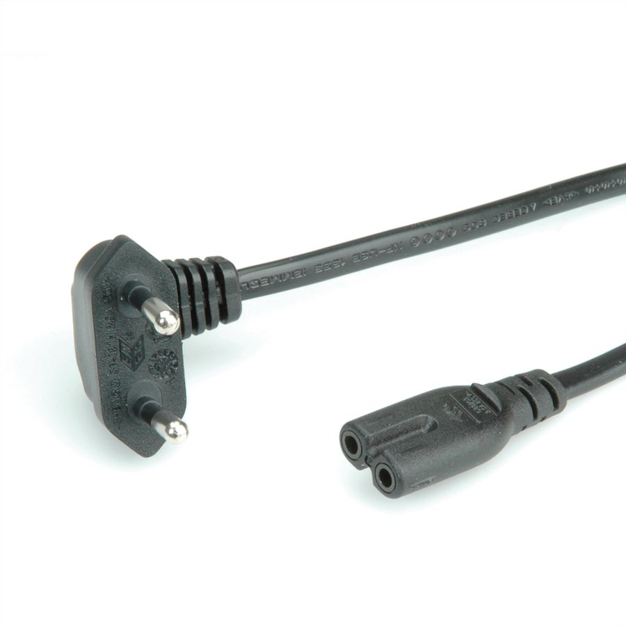 ROLINE Netzkabel Euro-Stecker (abgewinkelt) auf C7, 2pol., schwarz, 1,8 m