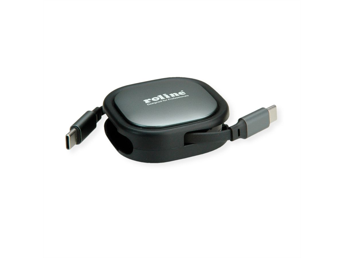 ROLINE USB2.0 Aufrollbares Kabel C-C ST/ST, schwarz, 1,2 m  