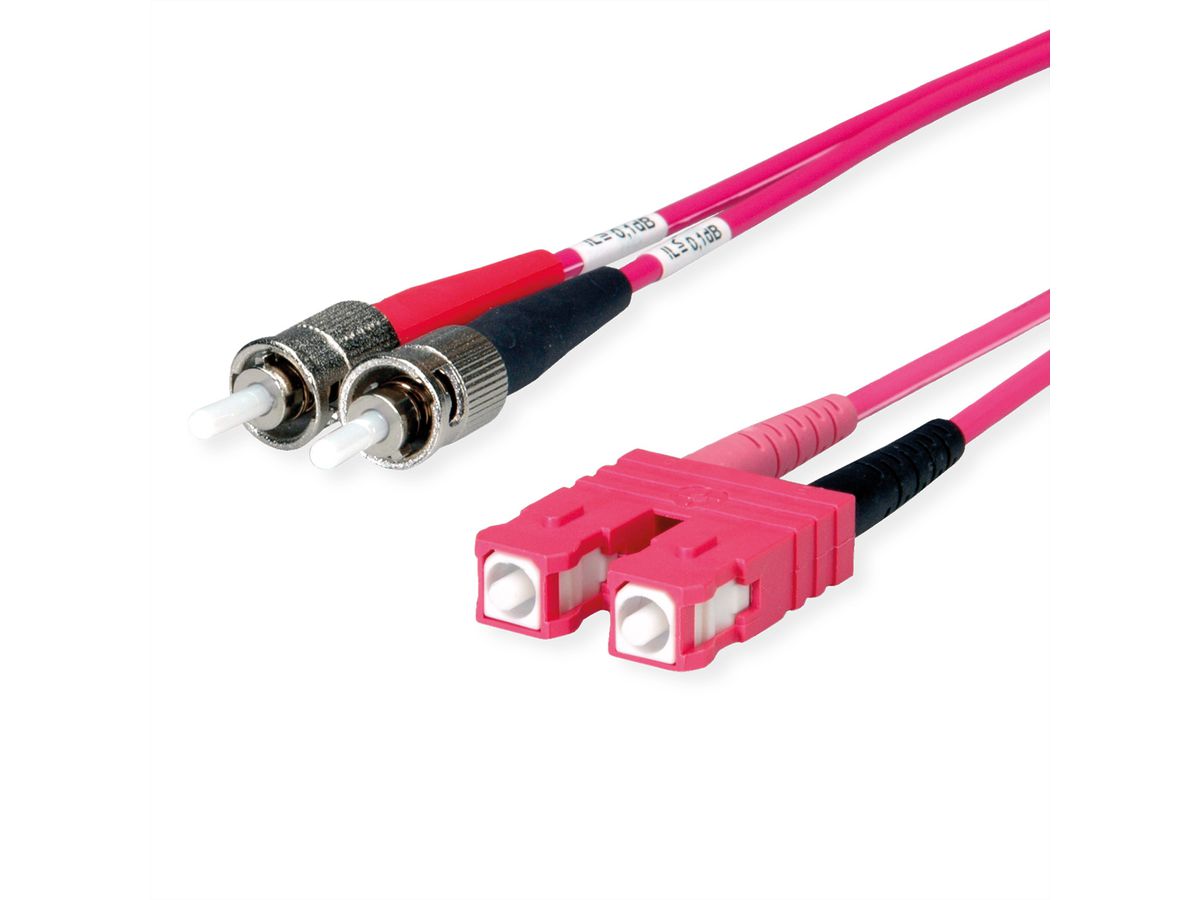 TELEGÄRTNER Duplex-Adapterkabel 50/125 OM4, 2x ST, 1x SC Duplex Stecker, violett, 5 m