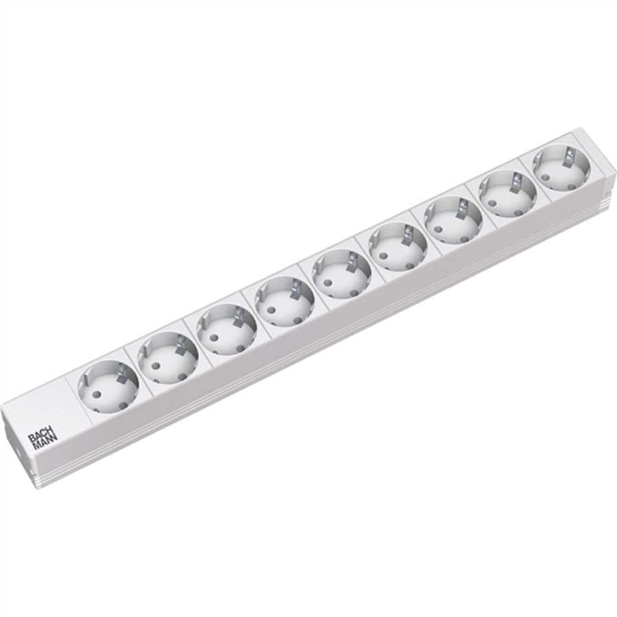 BACHMANN 19" Steckdosenleiste 9fach, ohne Schalter, silberfarben