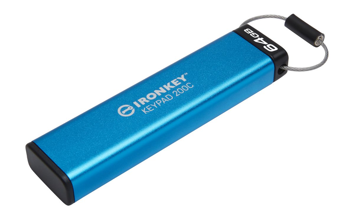 Kingston Technology IronKey Keypad 200 USB-Stick 64 GB USB Typ-C 3.2 Gen 1 (3.1 Gen 1) Blau