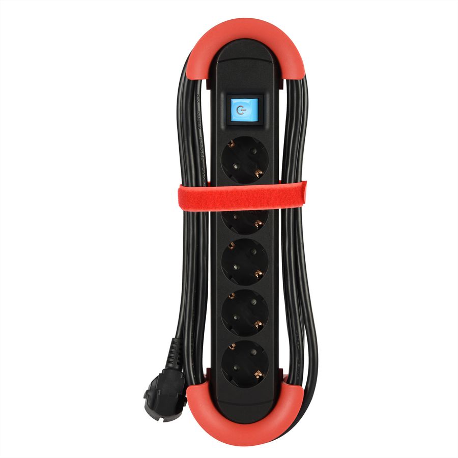 BACHMANN HOOK Indoor 5x Schutzkontakt, Kunststoff, mit Schalter, 5 m