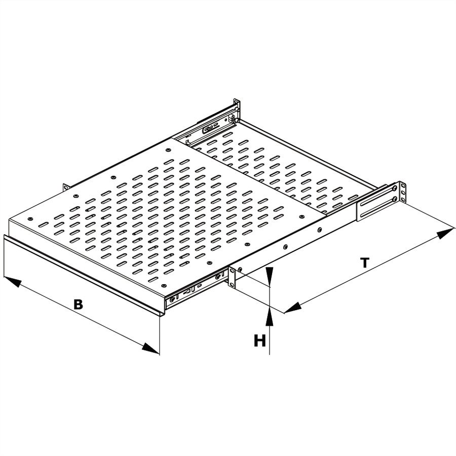 CONTEG 19"-Fachboden ausziehbar, 435 x 450 mm, 25kg