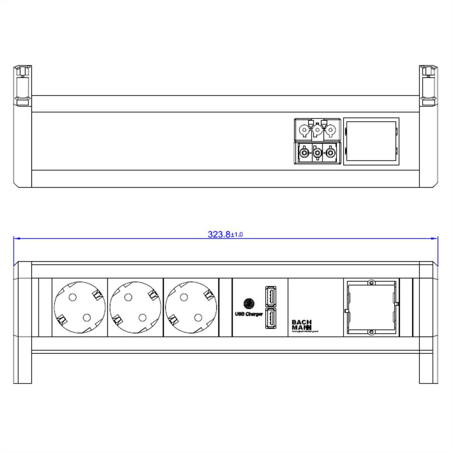 BACHMANN Desk1 1xUSBCharger 3xSchutzkontakt, 1xABD