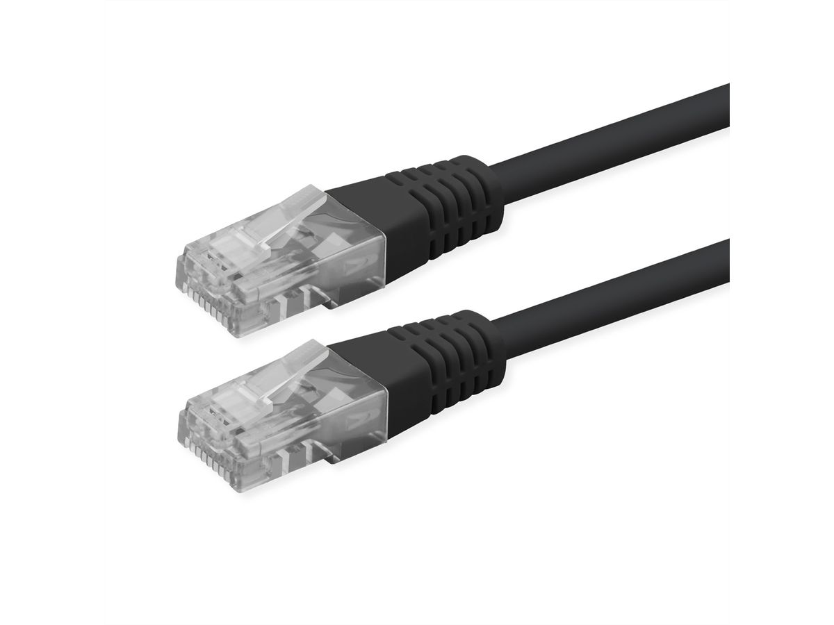 ROLINE Patchkabel Cat.6 (Class E), UTP, PoE, schwarz, 0,5 m