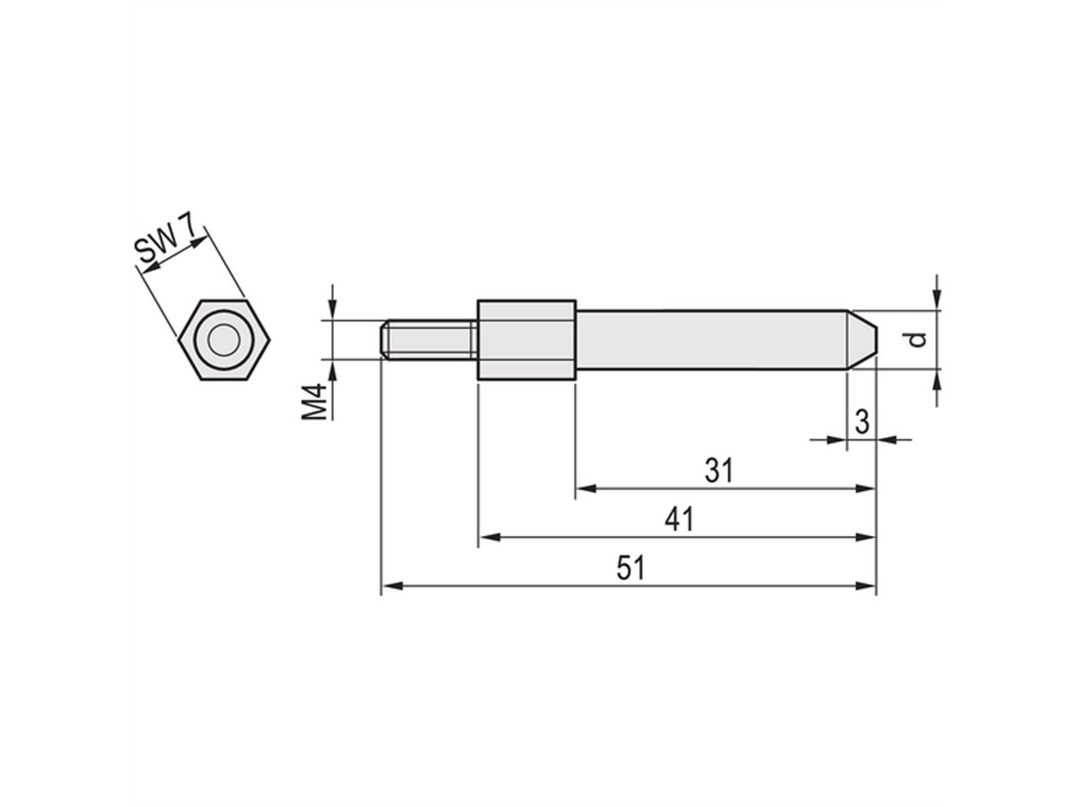 SCHROFF ZENTRIERBOLZEN F.RUECKRAHM. D6,0