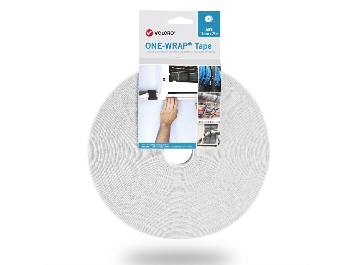 VELCRO® One Wrap® Band 10 mm breit, weiß, 25 m