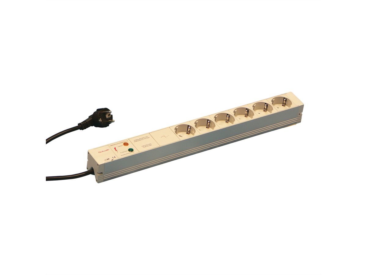 SCHROFF Schutzkontakt-Steckdosenleiste, STDL.Schutzkontakt 6DO.TRANSIENTEN.