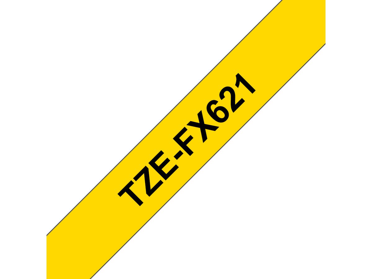 Brother TZE-FX621 Etiketten erstellendes Band Schwarz auf gelb