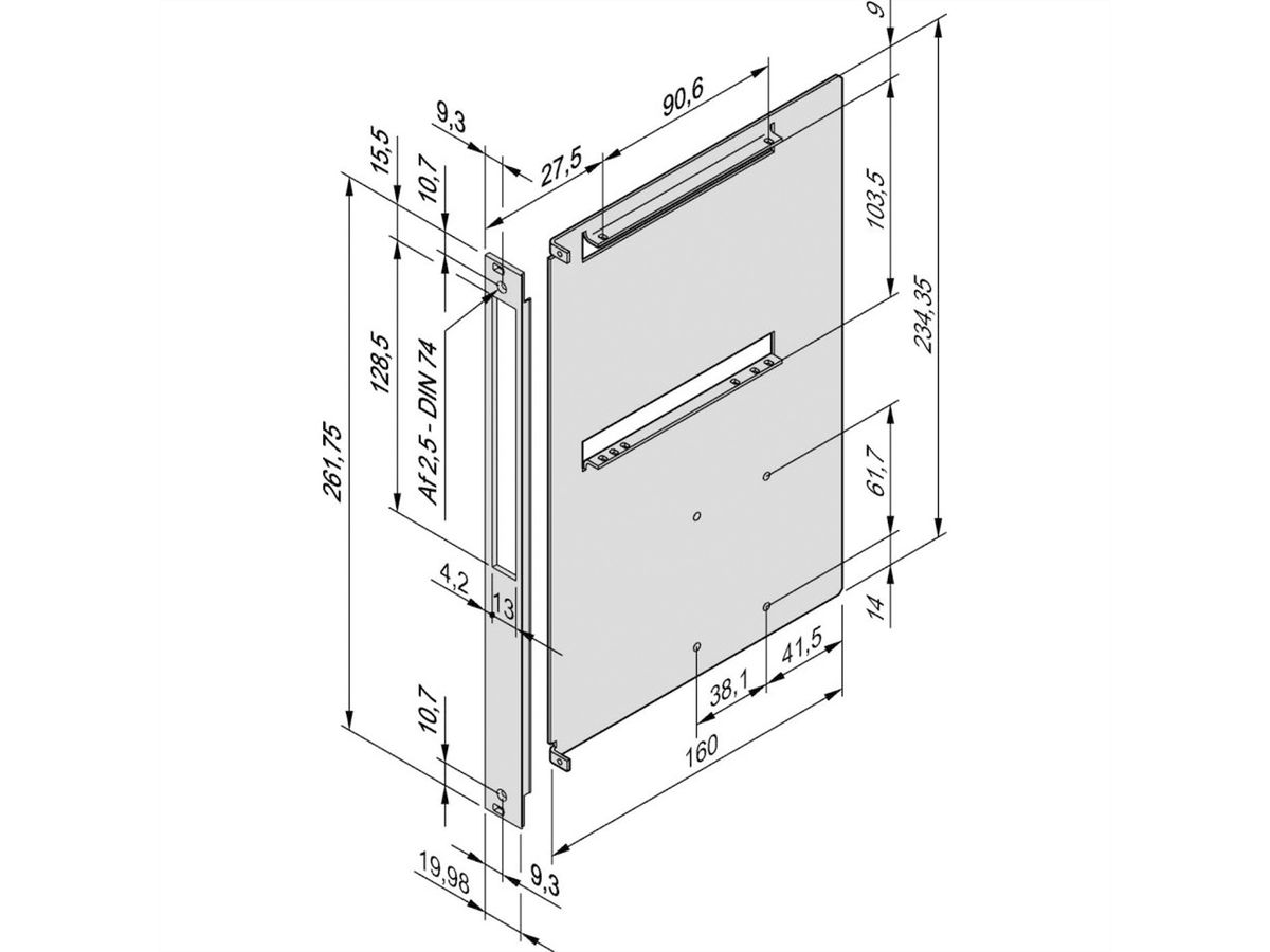 SCHROFF Laufwerkkassette mit U-Frontplatte geschirmt, für Slim Line CD / DVD, HD 1x 2,5", 6 HE vertikal