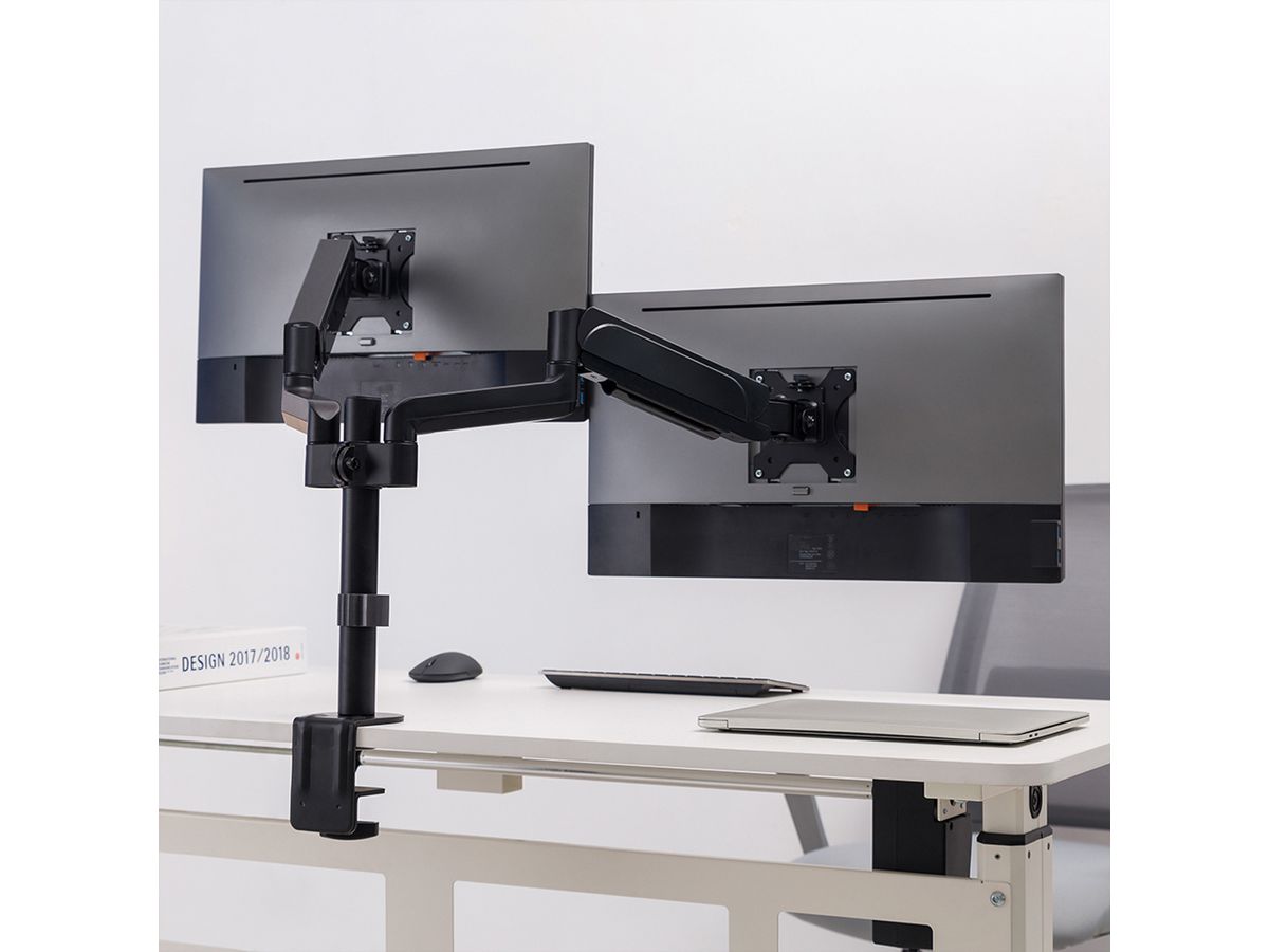 VALUE Dual LCD-Arm Trägerstange, 4 Gelenke, Tischmontage, 17-32 Zoll, bis 2x 9 kg