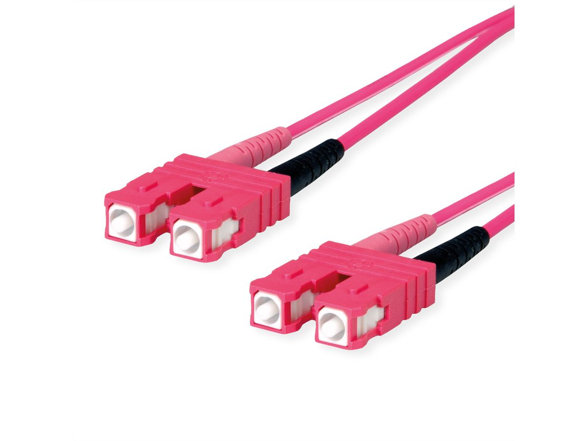TELEGÄRTNER LWL Rangierkabel 2x G50/125 OM4, 1x SC Duplex - 1x SC Duplex, violett, 2 m