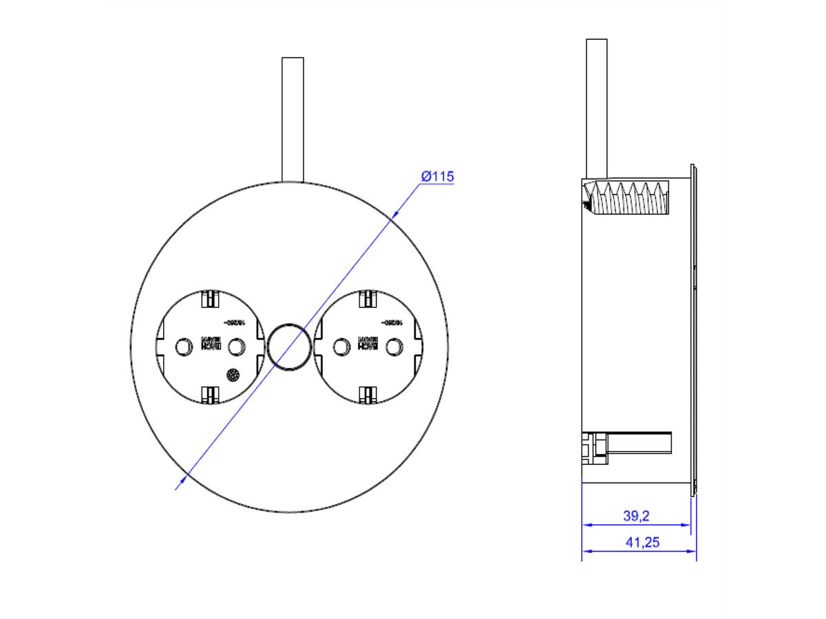 BACHMANN TWIST 2x Schutzkontakt, Aderendhülsen, Schutzkontaktmontagestecker, weiß, 2 m