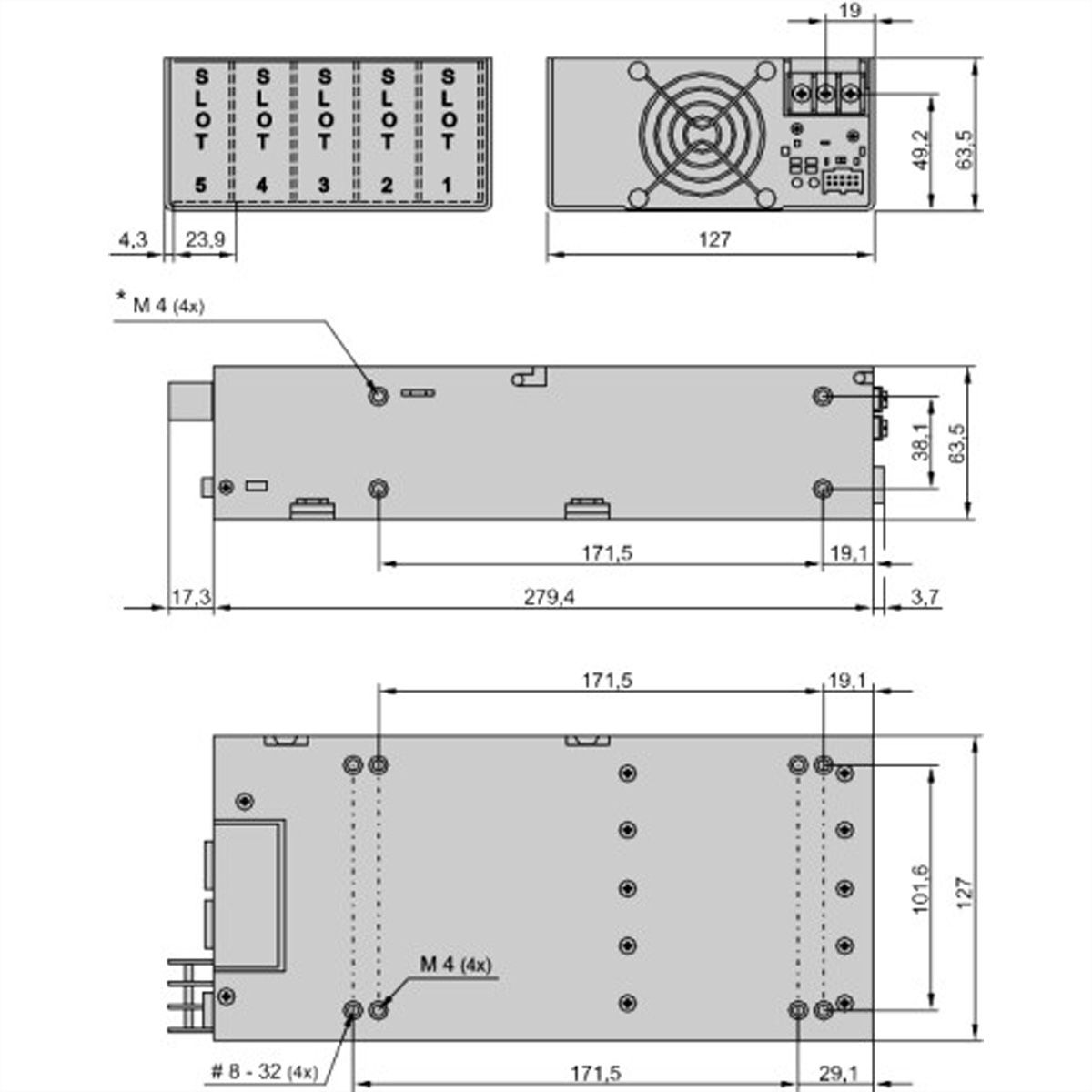 SCHROFF AC/DC, Open Frame, triple - NETZGERAET MP6 3E-4LL-00