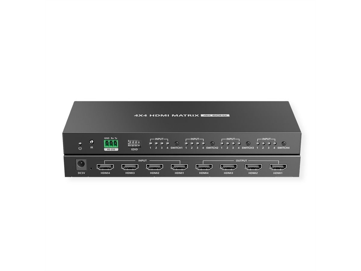 VALUE 4K HDMI Matrix Switch, 4 x 4, mit Fernbedienung
