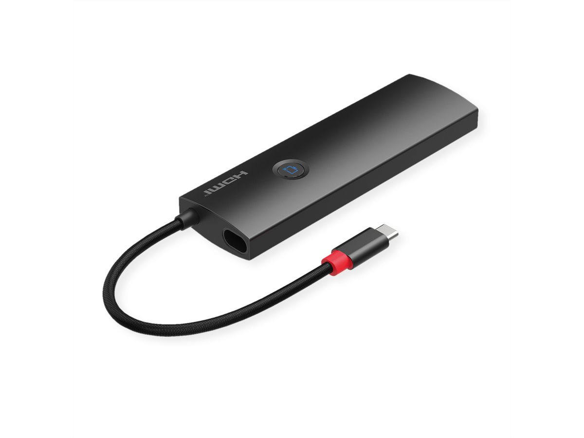 ROLINE USB 3.2 Gen2 Typ C Multiport Dockingstation, HDMI 4K60, 2x USB 3.2 Gen2, 1x USB C PD, 1x Gigabit Eth., 1x SD/microSD Card Reader