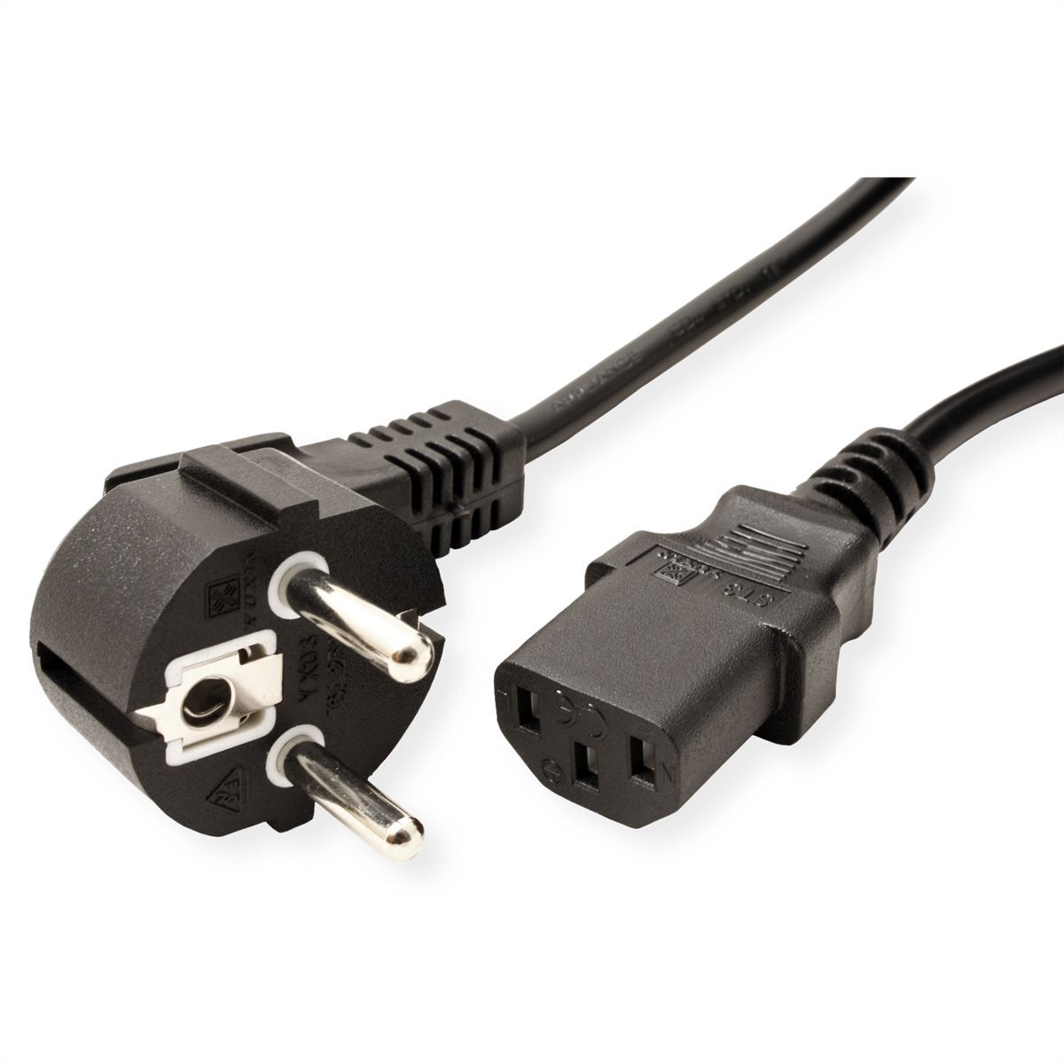 VALUE Netzkabel, CEE7/7-Stecker & IEC-Buchse gerade, schwarz, 1,8 m