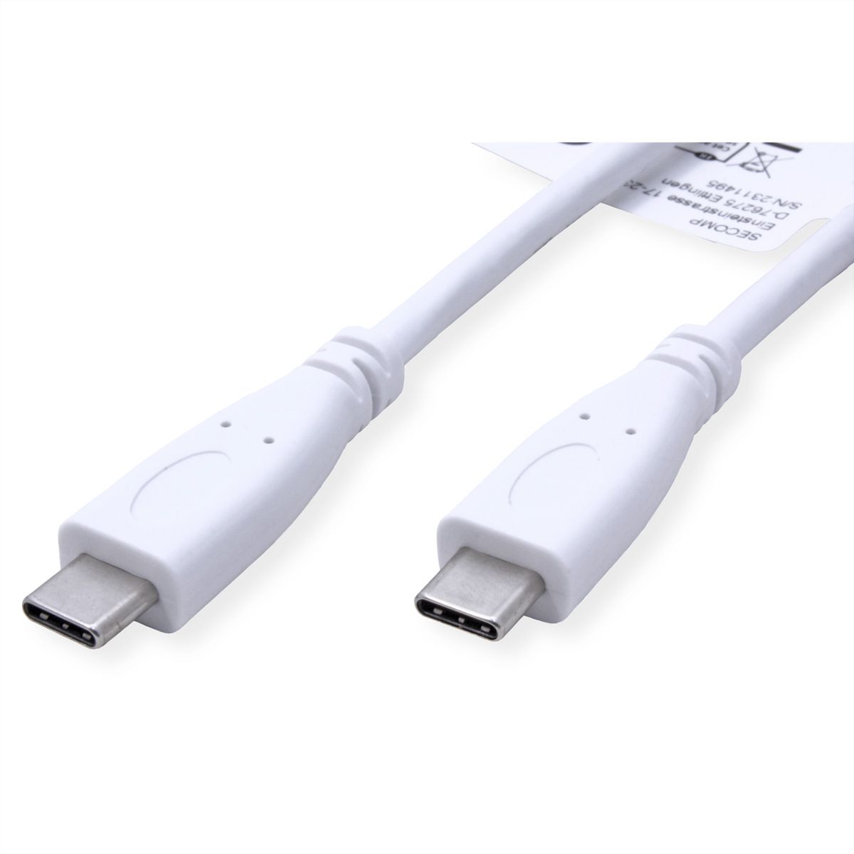 VALUE USB 3.2 Gen 2 Kabel, USB C-C, ST/ST, 4K UHD-1, 10Gbit/s, Emark, 100W, weiß, 0,5 m