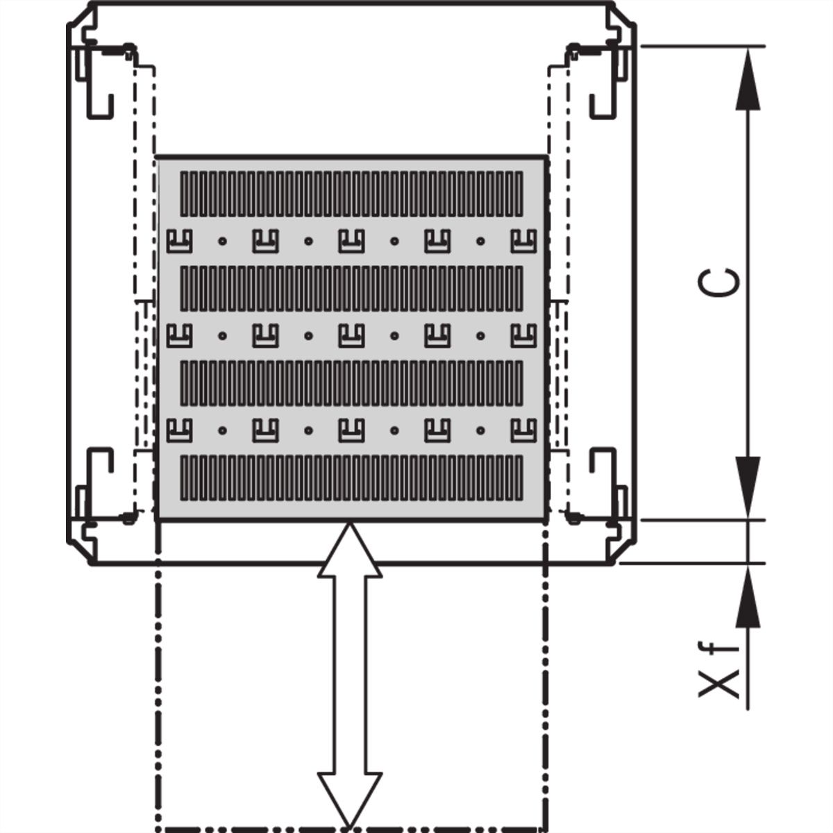 SCHROFF 19''-Fachboden ausziehbar - 19"FA AUS 1HE C=700 RED 7035