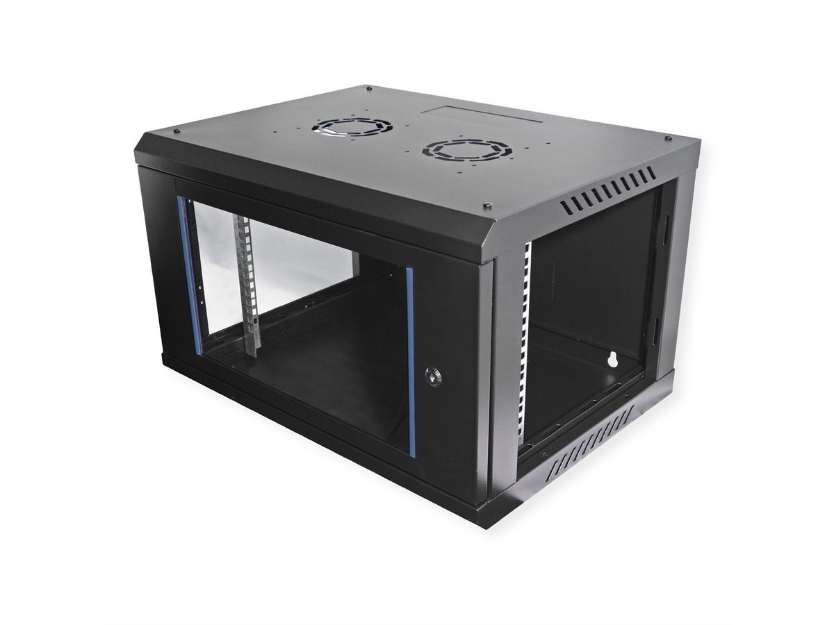 VALUE 19-Zoll Wandgehäuse 6HE, 600x450mm schwarz, Bausatz