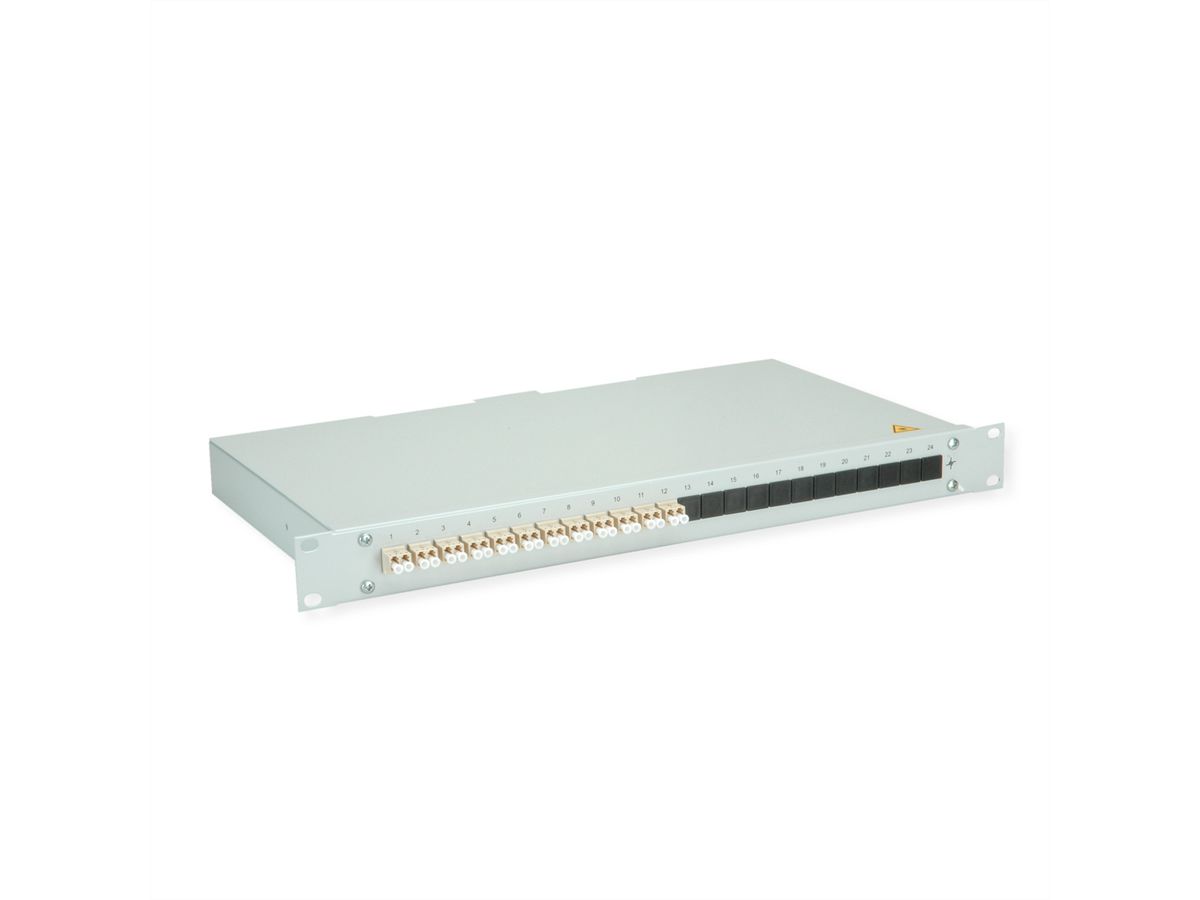 TELEGÄRTNER BASIS eco LWL-Panel mit Kupplungen & Pigtails, 12x LC Duplex, beige, OM2, Grade C