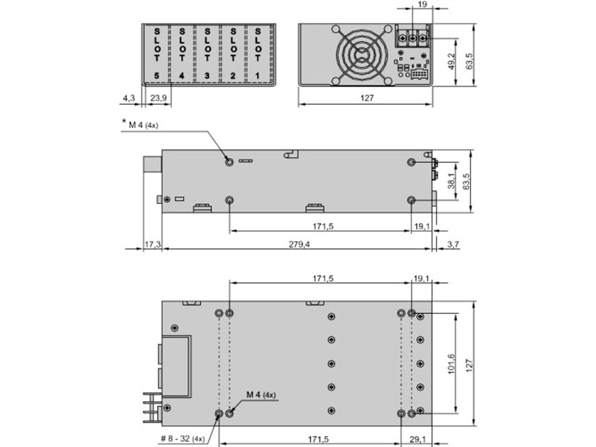 SCHROFF AC/DC, Open Frame, triple - NETZGERAET MP6 3E-4LL-00