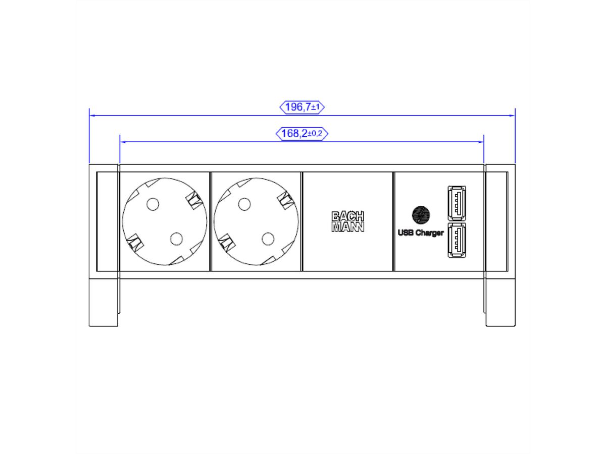 BACHMANN DESK2 2x Schutzkontakt 1x USB-Charger, weiß