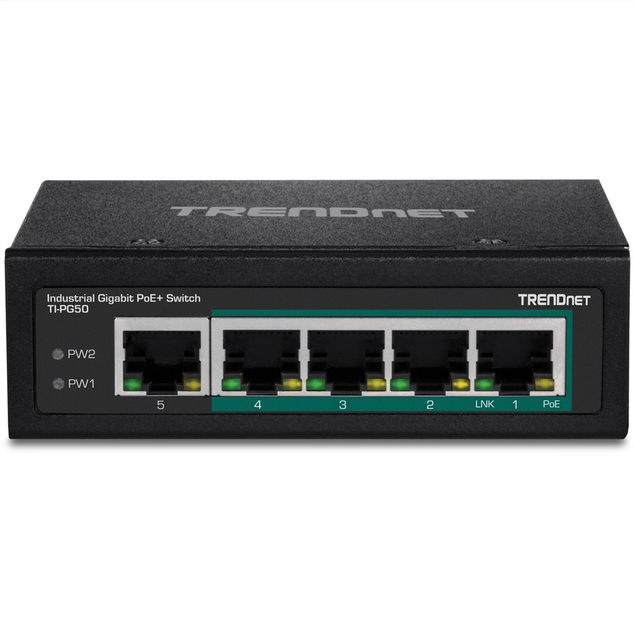 TRENDnet 5-Port Industrieller Gigabit PoE+ DIN-Rail-Switch