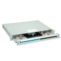 TELEGÄRTNER PROFI V LWL-Panel mit Kupplungen & Pigtails, 12x LC Duplex, türkis, OM3, Grade B
