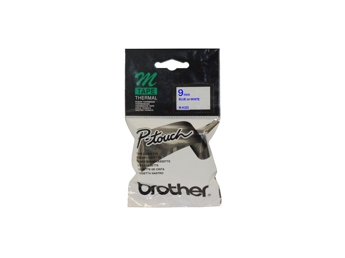 Brother M-K223 9mm Blue on White Tape Etiketten erstellendes Band