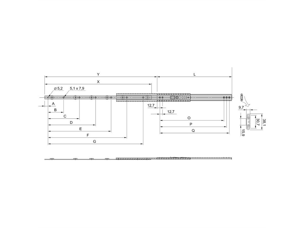 SCHROFF Universal 1 HE Teleskopschiene - TELESK.SCH.UNIV.1HE 610T (2X)