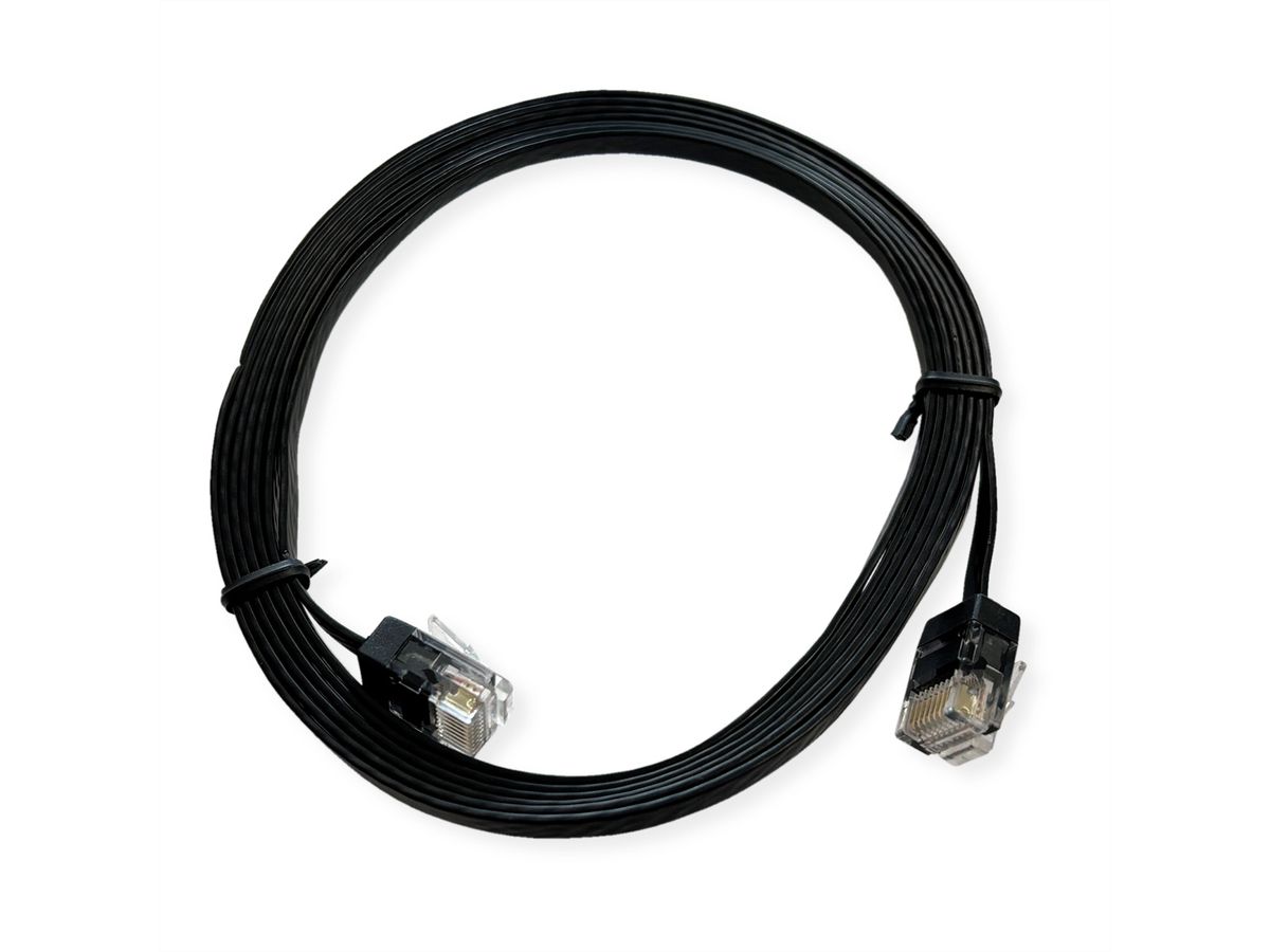 ROLINE UTP Patchkabel Kat.6A (Class EA), extra-flach, schwarz, 0,5 m