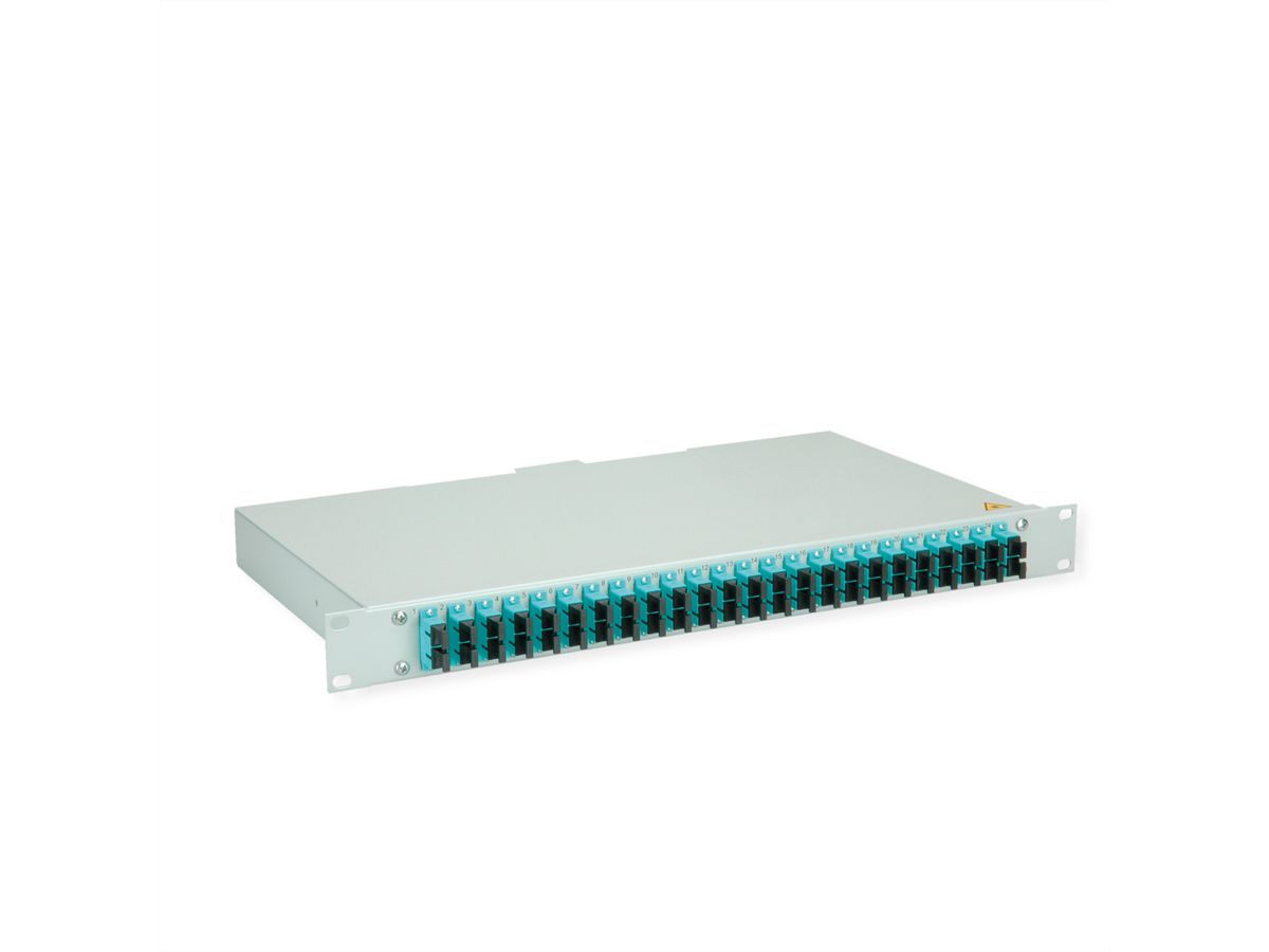 TELEGÄRTNER BASIS eco LWL-Panel mit Kupplungen, 24x SC Duplex, türkis, OM3