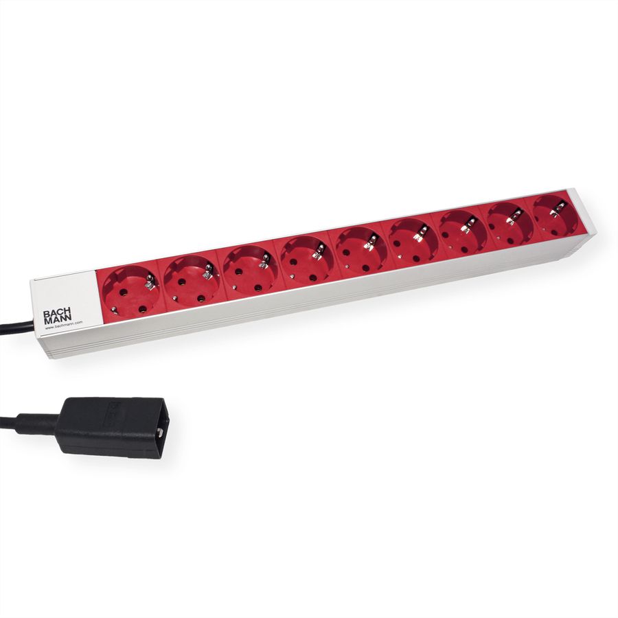 BACHMANN 19" Steckdosenleiste 9x Schutzkontakt C20-Stecker, silberfarben