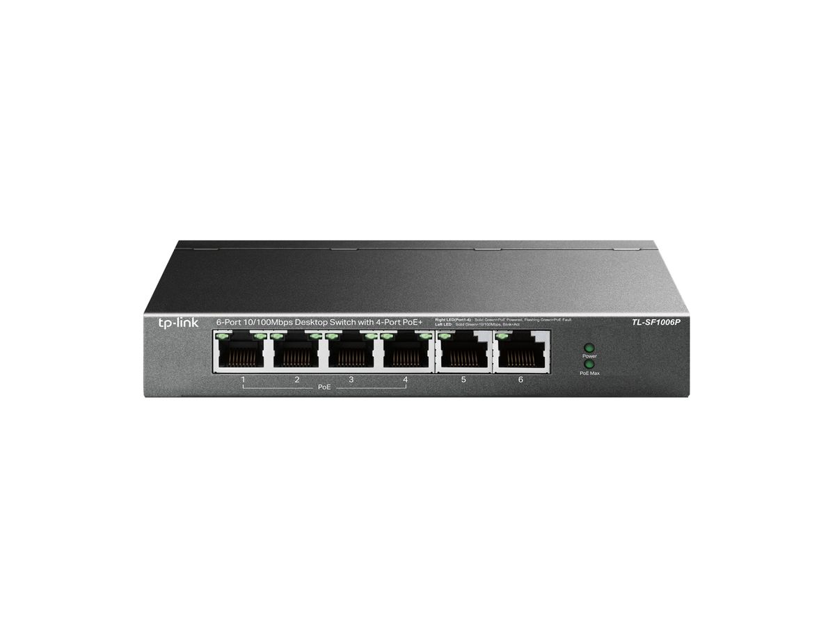 TP-Link TL-SF1006P Netzwerk-Switch Unmanaged Fast Ethernet (10/100) Power over Ethernet (PoE) Schwarz