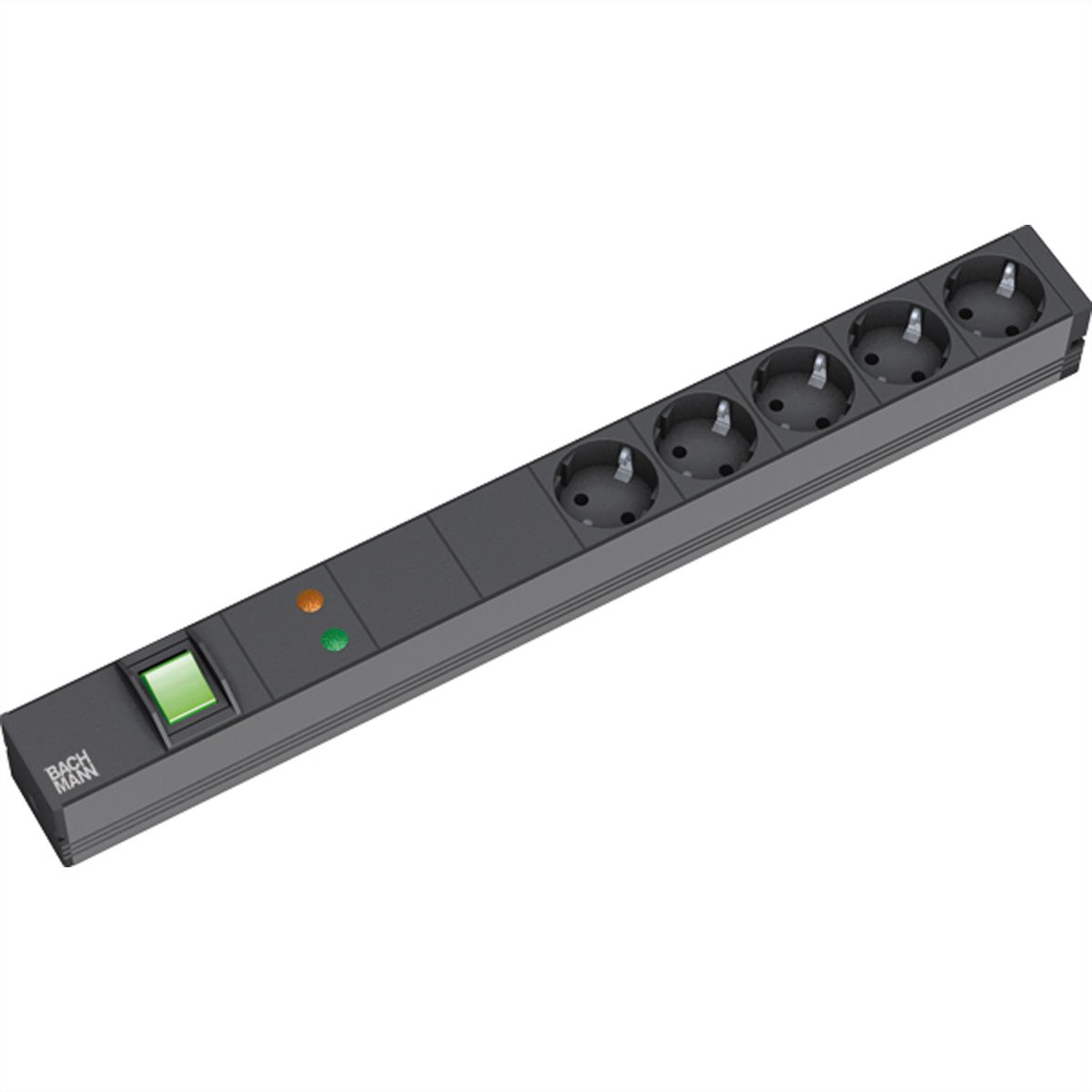 BACHMANN 19" Steckdosenleiste 5-fach mit GVS mit Schalter, schwarz