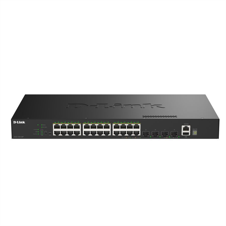 D-Link DGS-1530-28P/E 28-Port Switch Smart Managed PoE Gigabit Stack 4x 10G