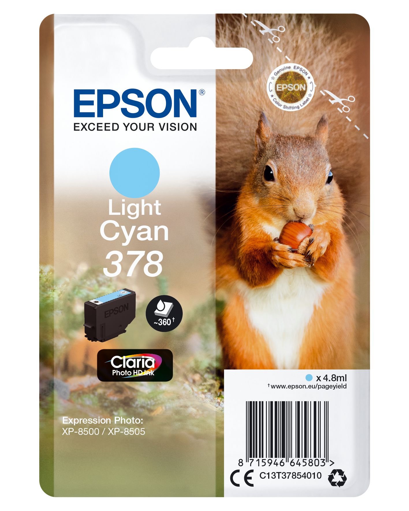 Epson Singlepack Light Cyan 378 Claria Photo HD Ink