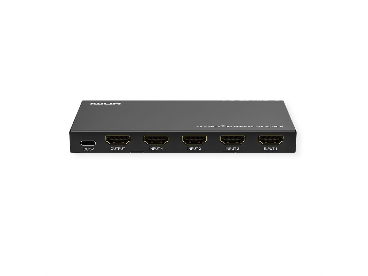 ROLINE 8K HDMI Switch, 4-fach, mit IR-Fernbedienung