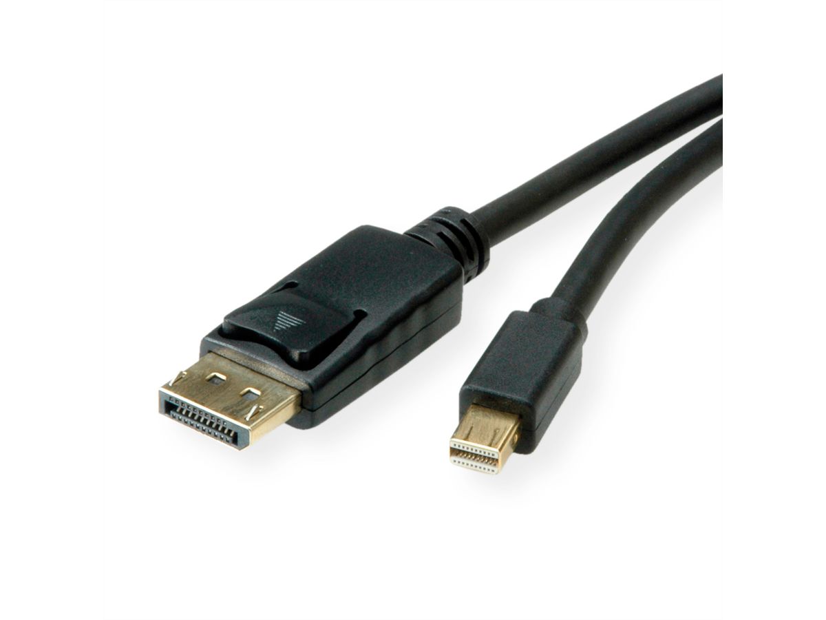 ROLINE Mini DisplayPort Kabel, v1.4, mDP - DP, ST - ST, schwarz, 1 m