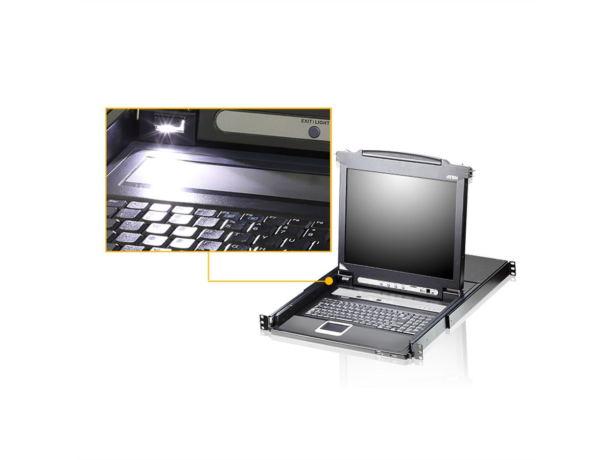 ATEN CL5716MW (D) 43cm wide LCD KVM Switch, USB-PS/2,VGA, 16 Port, Tastaturlayout DE