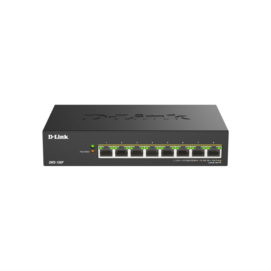 D-Link DMS-108P/E 8-Port Switch Multi-Gigabit Unmanaged PoE