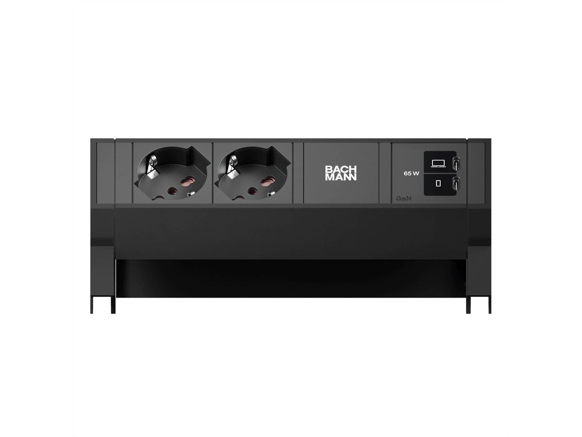 BACHMANN DESK2 2xP40 1xUSB C/C 65W, L=0,2m RAL9005