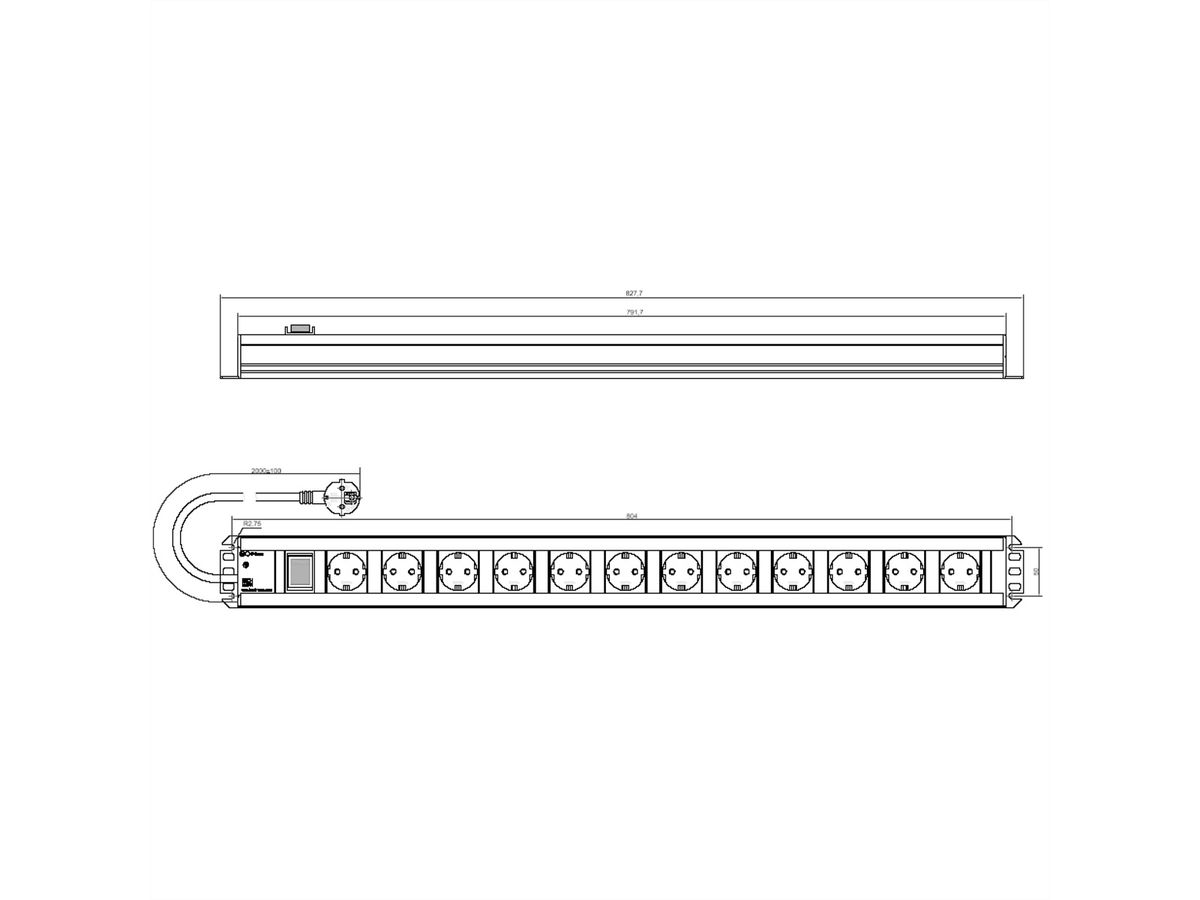 BACHMANN Handwerkerleiste 12x Schutzkontakt, Schalter, 2 m