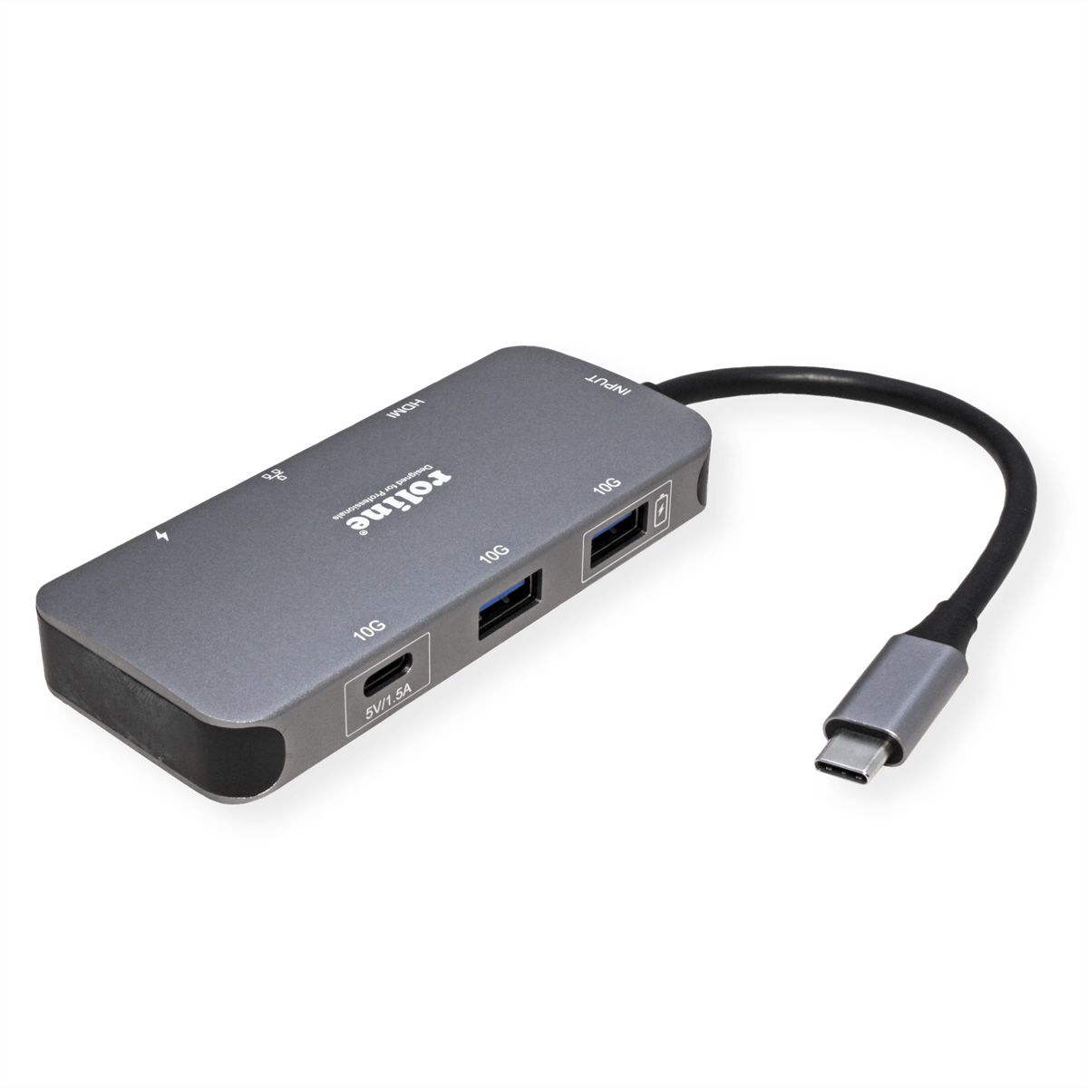 ROLINE USB-C Multiport Dockingstation, 4K HDMI, USB-A, USB-C, PD, LAN