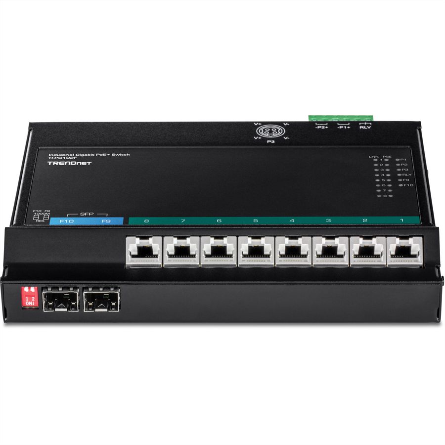 TRENDnet TI-PG102F PoE+ Switch 10-Port Industrie Wall-Mount Front Access