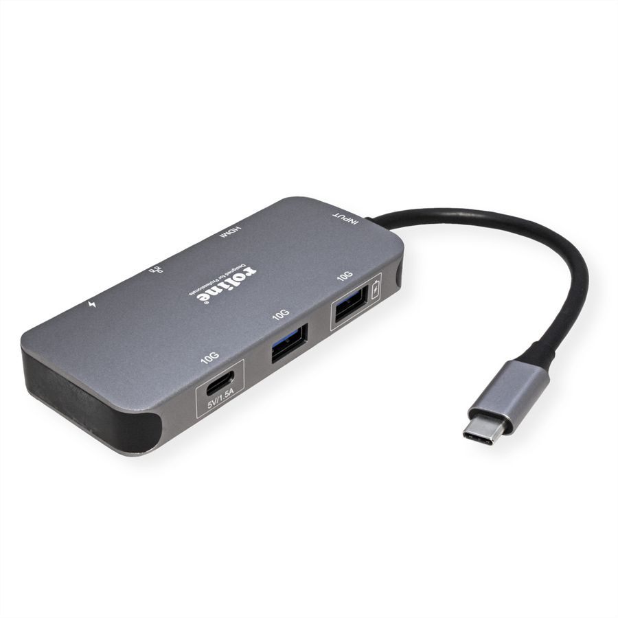 ROLINE USB-C Multiport Dockingstation, 4K HDMI, USB-A, USB-C, PD, LAN