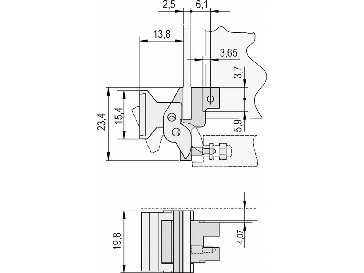 SCHROFF Aushebegriff in Trapezform, Typ 2 - TRAPEZGRIFF LP RAL7035 10STK