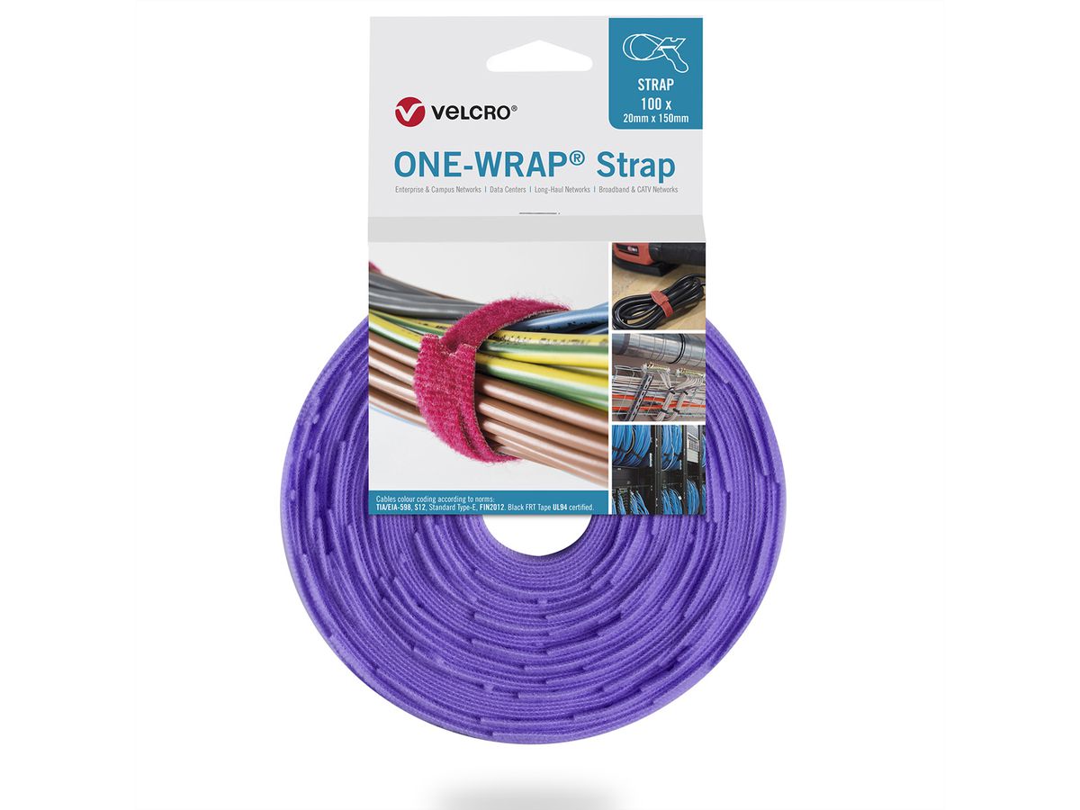VELCRO® One Wrap® Strap 25mm x 300mm, 100 Stück, violett