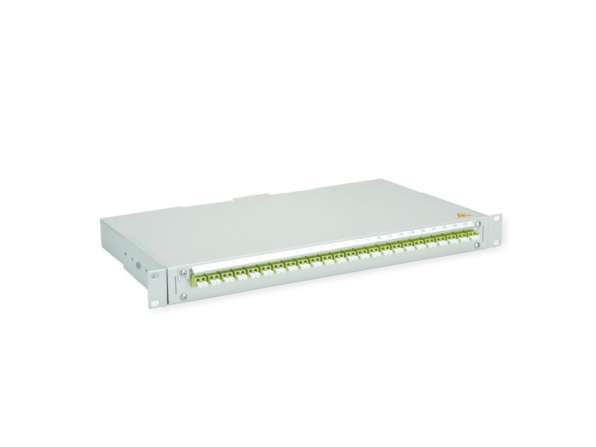 TELEGÄRTNER BASIS V LWL-Panel mit Kupplungen & Pigtails, 24x LC Duplex, lindgrün, OM5